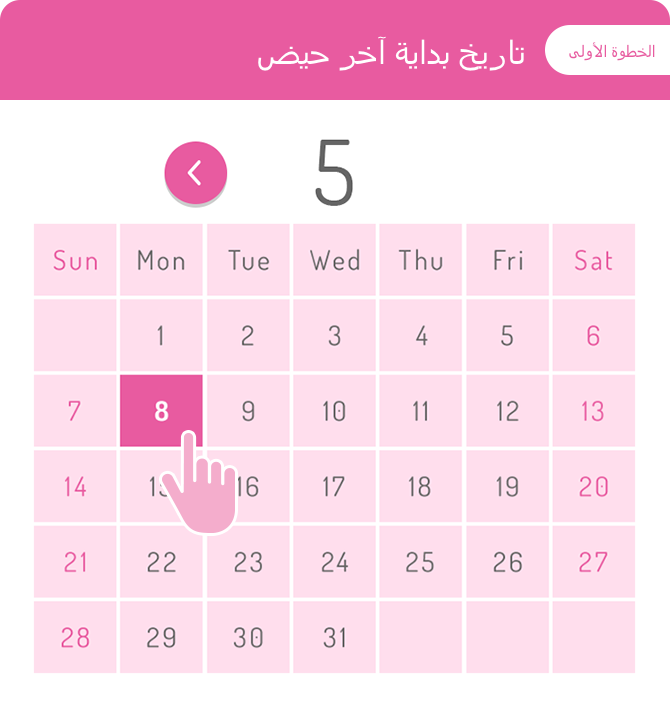 تاريخ بداية آخر حيض:الخطوة الأولى