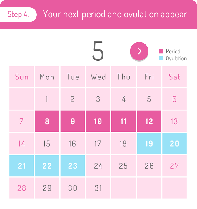 Step 4. Your next period and ovulation appear!